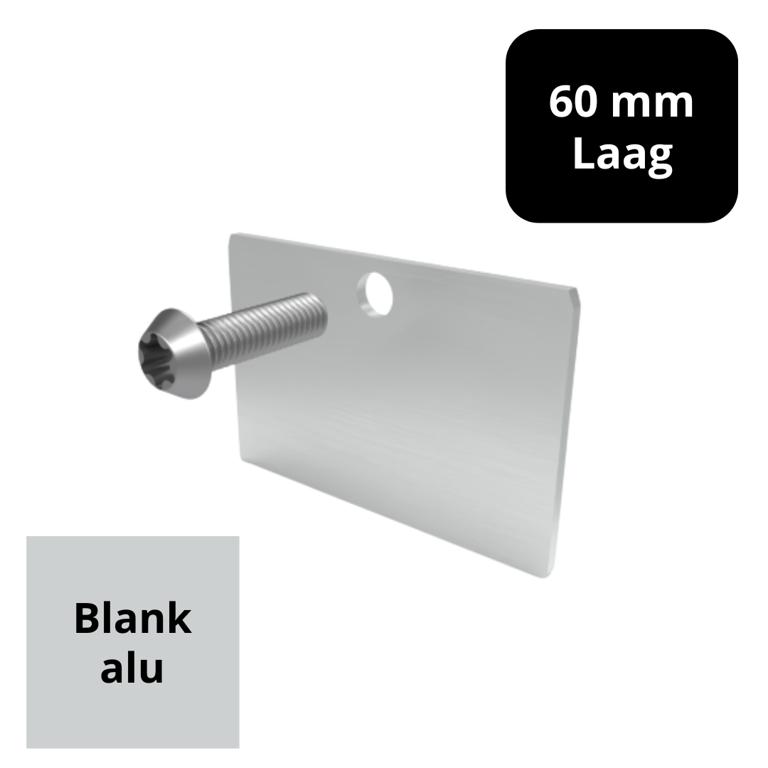 Eindschotje 60 mm – laag – blank aluminium – inclusief RVS schroef 2 Eindschotje 60 mm – laag – blank aluminium – inclusief RVS schroef
