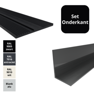 Profielset Onderzijde dakbeglazing 58 mm – Oplegrubber + L-profiel 40×30