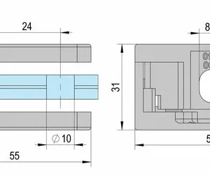 Glasklem 55x55mm per 4 stuks - RVS binnen- en buitentoepassing - vlakke montage
