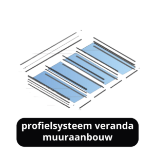 Compleet profielsysteem op maat - profielsysteem veranda muuraanbouw - 58 mm profielen met oplegrubber - excl. glas