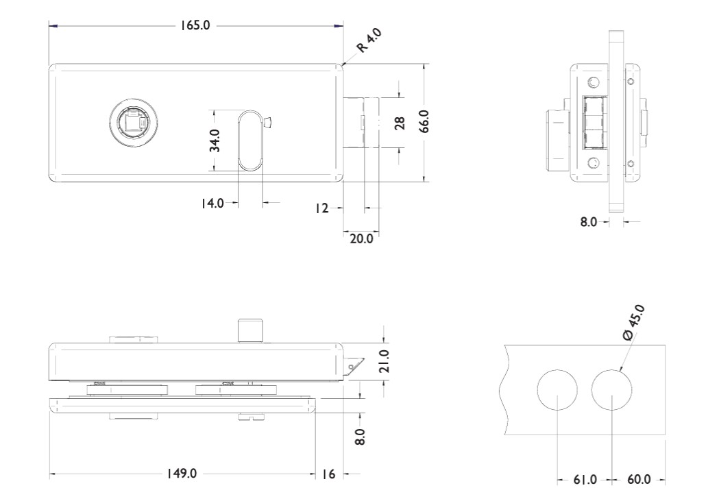 Complete deurbeslagset met toiletslot - Wand/glas - 8-10mm 6 Complete deurbeslagset met toiletslot - Wand/glas - 8-10mm - Afbeelding 5