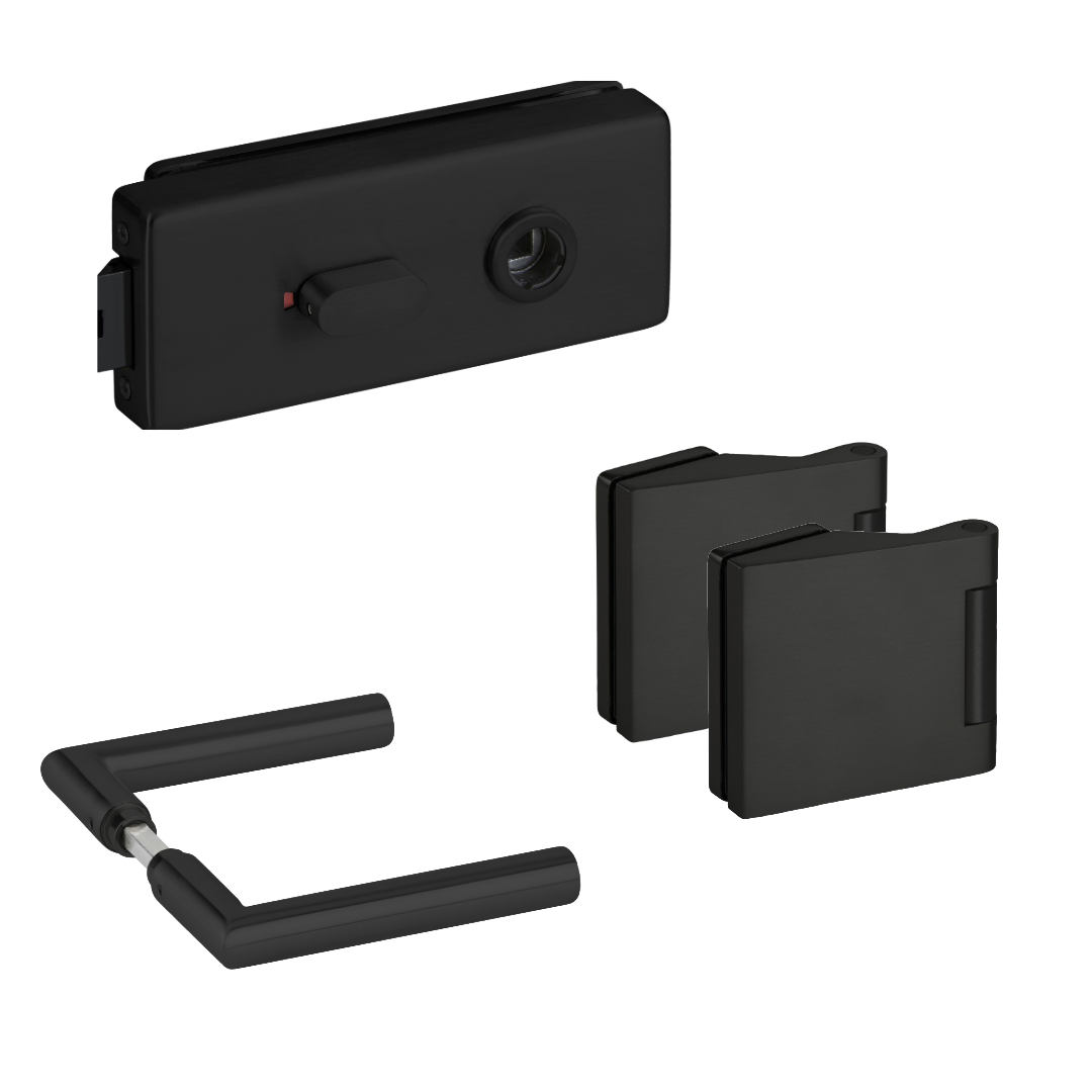 Complete deurbeslagset met toiletslot - Wand/glas - 8-10mm 3 Copmlete deurbeslagset