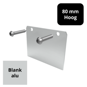 Eindschotje 80 mm – hoog – blank aluminium – inclusief RVS schroef