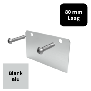 Eindschotje 80 mm – laag – blank aluminium – inclusief RVS schroef