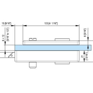 Loopslot vrij/bezet kort recht model - technische tekening