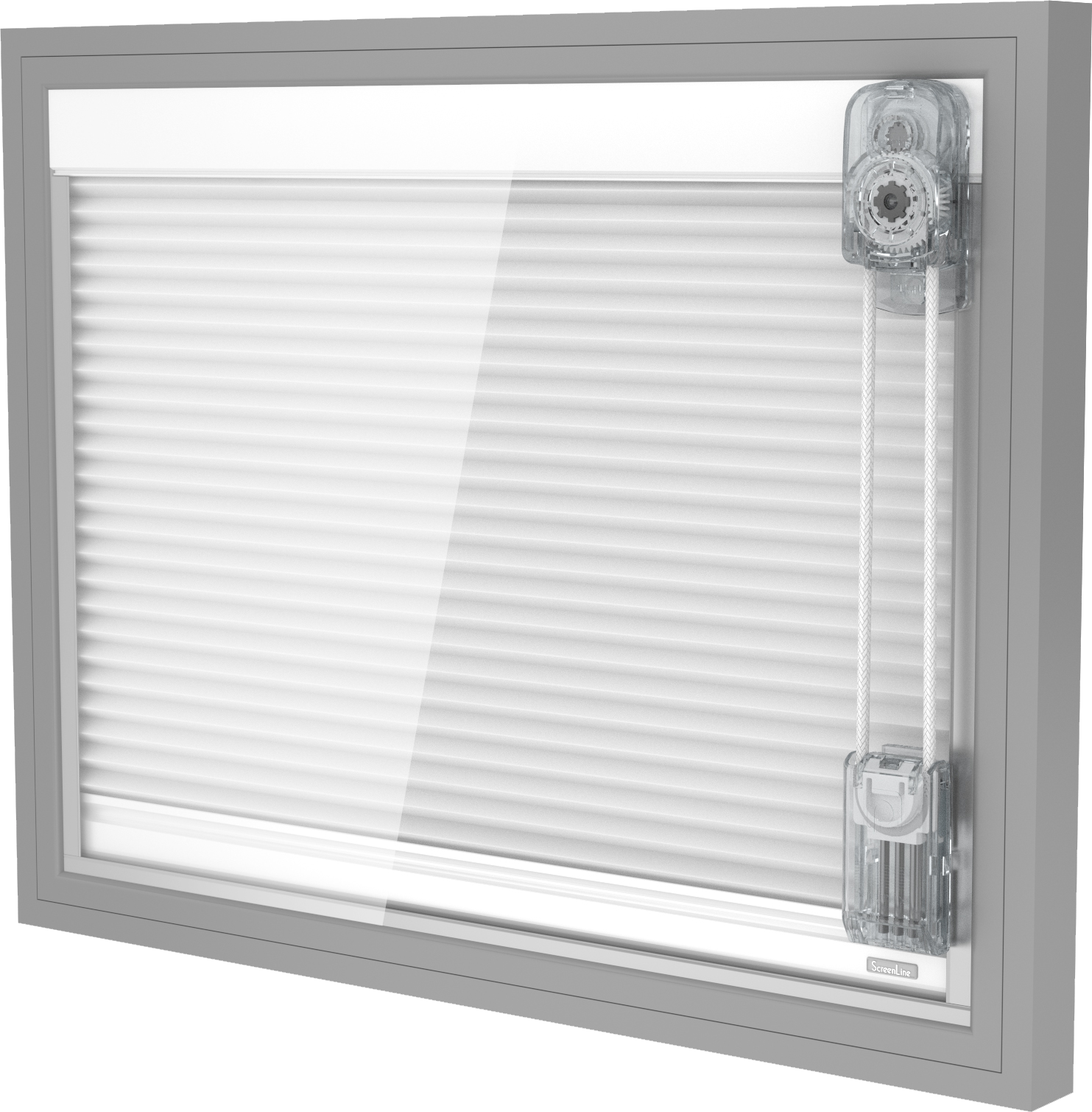ScreenLine jaloezieën tussen glas op maat – handbediend 2 ScreenLine jaloezie tussen glas met koordbediening